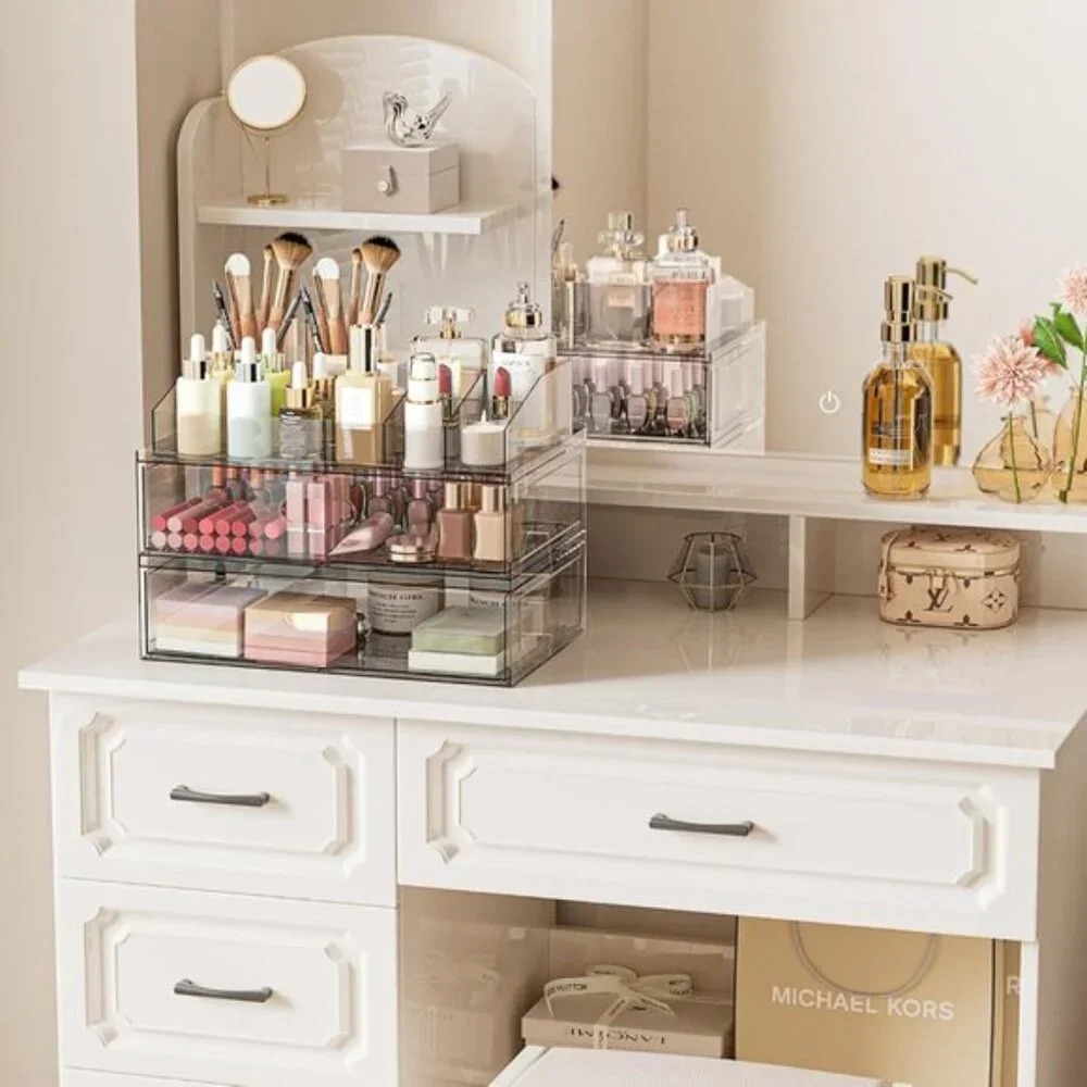 New Clear Stackable Makeup Organizer, 12InW Acrylic Drawer for Vanity & Skincare